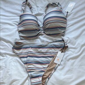 Shade & Shore Colorful Striped Bikini Top